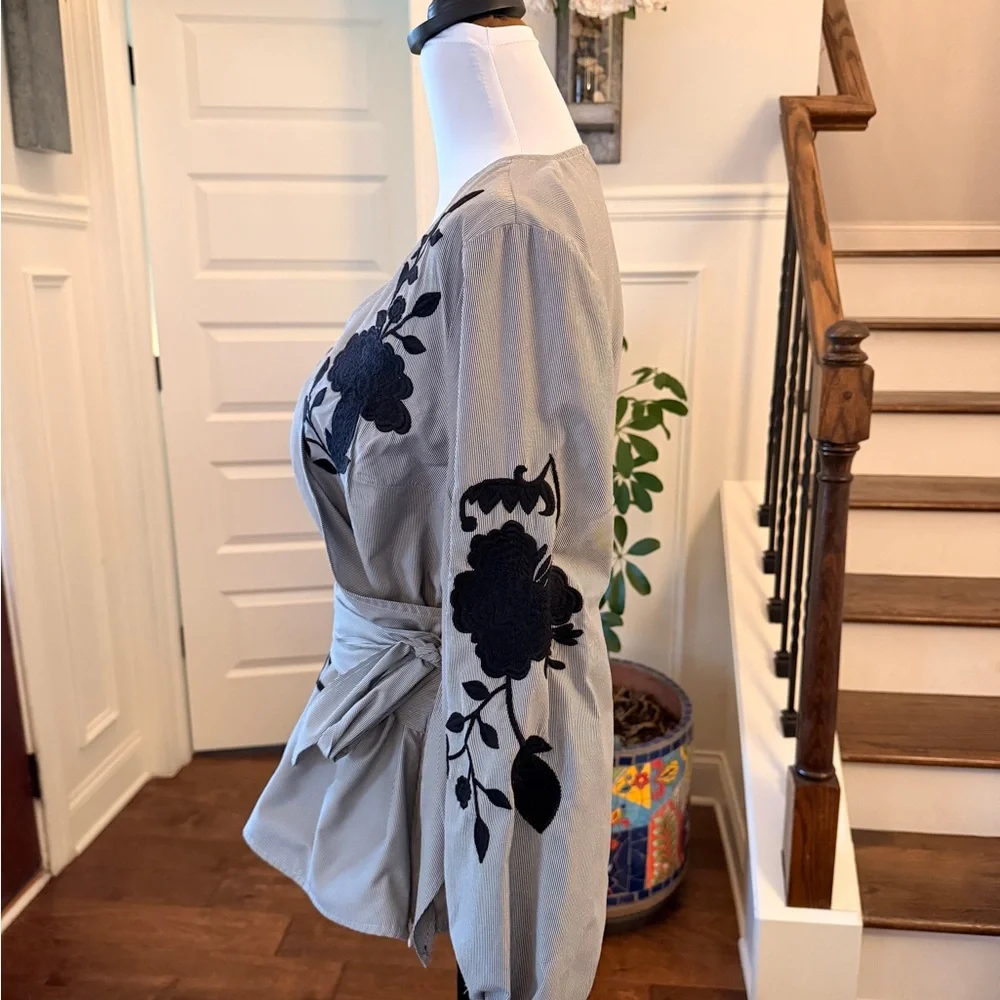 INC International Concepts NWOT Embroidered Wrap Blouse - Picture 5 of 8